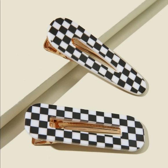 Accessories - 2 Pc. Checkered Hair Clips